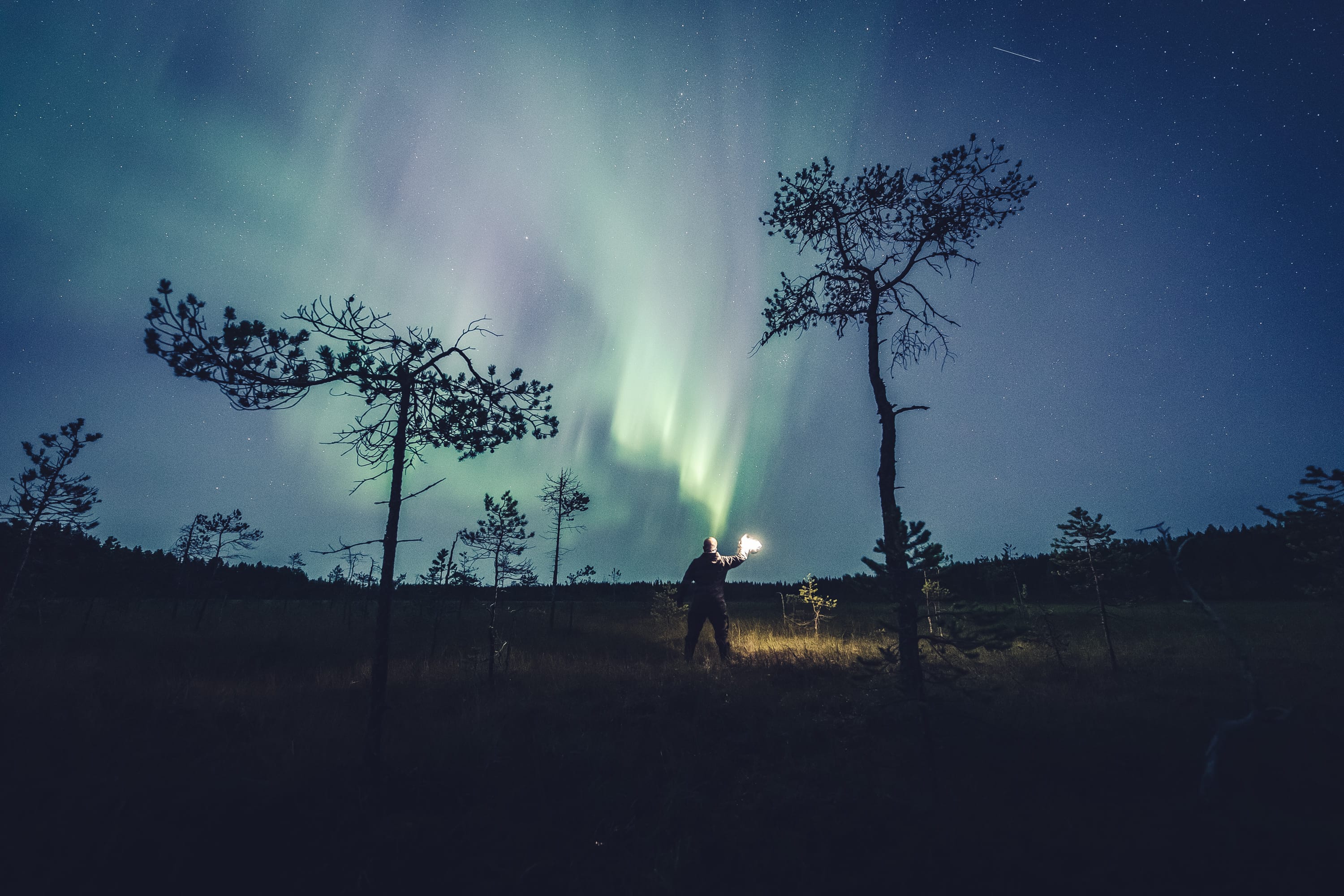 First aurora storm of season 2019-2020 in Rovaniemi Lapland