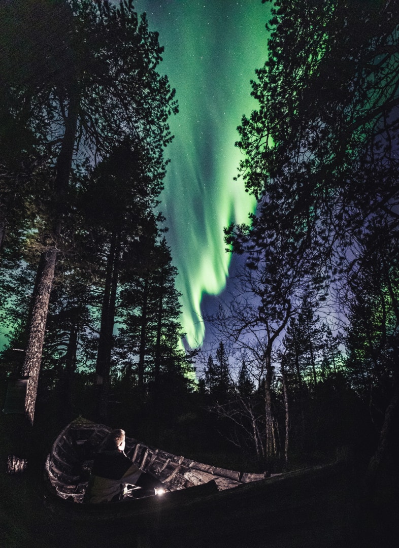 Alexander Kuznetsov watching the Northern Lights in Ivalo Lapland Finland.