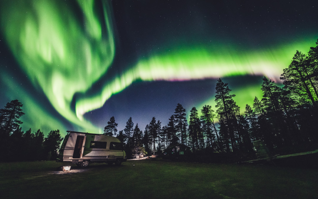 Hunting northern lights on Aurora Camper in Ivalo Lapland Finland