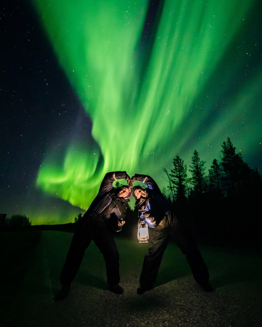 October – best month to see northern lights. Aurora hunting in Rovaniemi Lapland Finland.