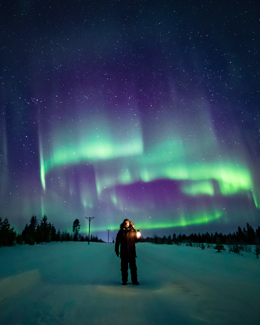 February – one of the best months for northern lights! Aurora hunting in Rovaniemi Lapland Finland.