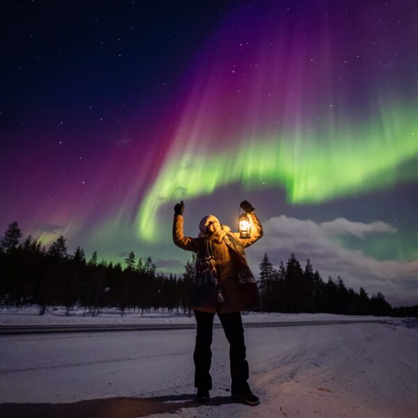 What are the chances to see northern lights in February? Aurora hunting tour Rovaniemi Lapland Finland.
